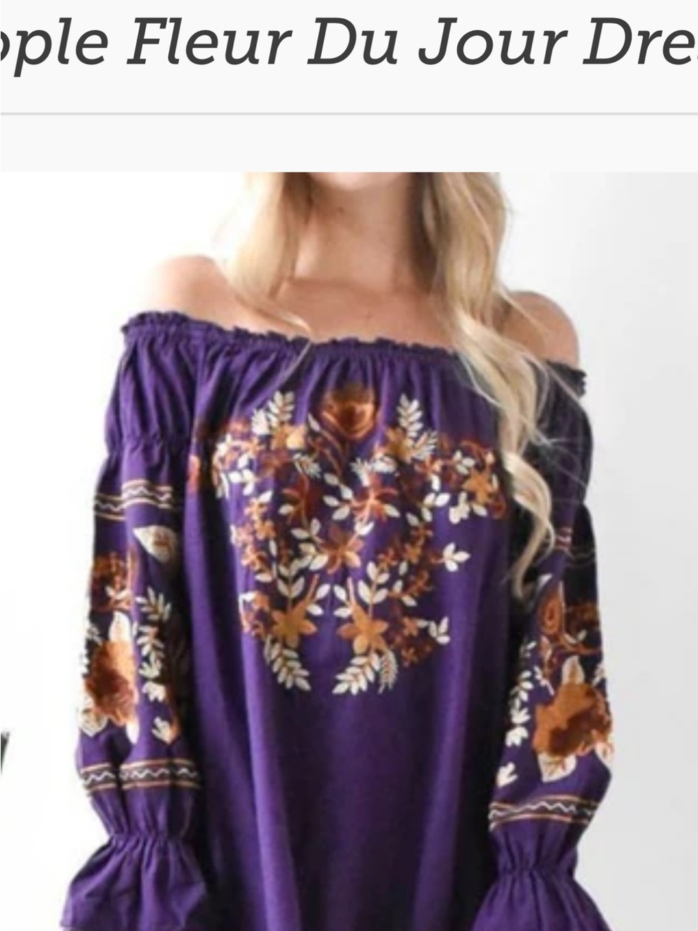 Free People  Purple Fleur Du Jour Embroidered Mini Dress/long top M
